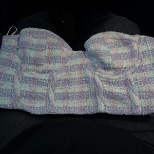 Zara Purple and White Checkered Bandeau
